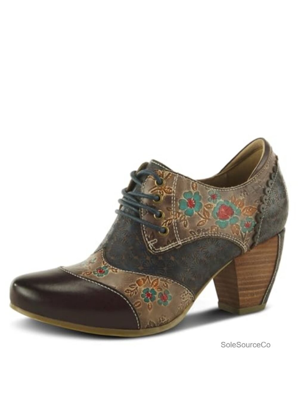 L'Artiste by Spring Step Women's Leather Oxford Boot Lace-Up Heeled Shootie